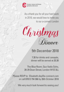 a-connect Christmas Dinner internal team invite design