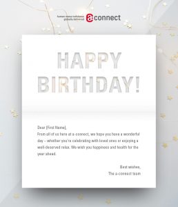 a-connect Birthday email design for Mailchimp